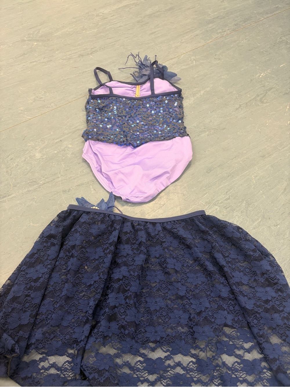 Weissman Navy Sequin & Lace High-Low Dance Costume - Picture 3 of 5